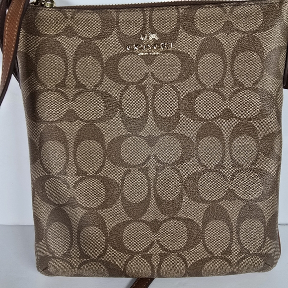 NWOT Coach Brown Signature North/South Crossbody Bag Adjustable Strap Zip Close - Picture 5 of 13